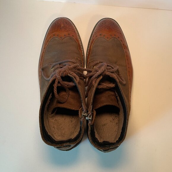 Mens Real Leather Business Ankle Boots Shoes Brogue Carve Wing Tip Fur Inside 11 - Picture 6 of 9